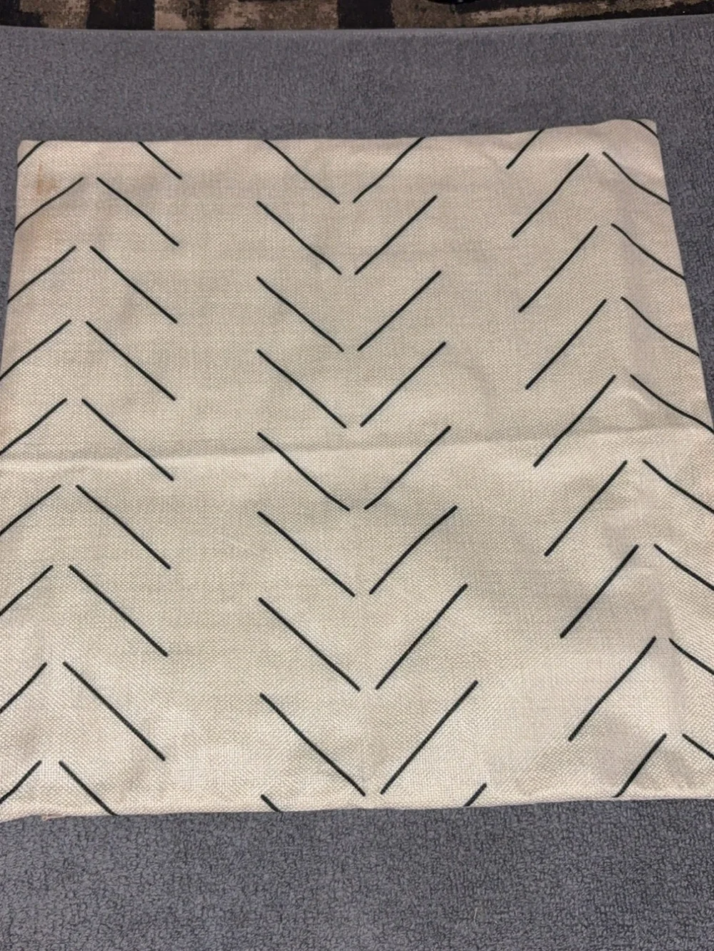 Neutral Chevron Accent Pillow Cover in Beige and Black